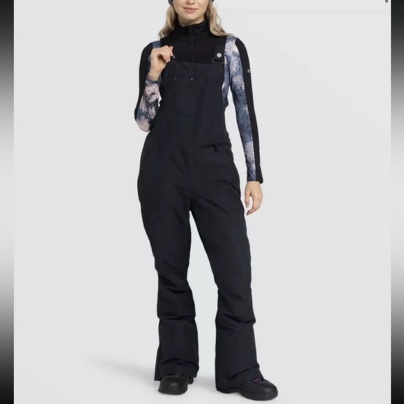 Roxy Rideout Black Snow Bib Overalls XL - Picture 1 of 5